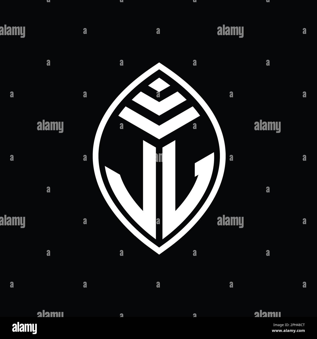 JL-Logo Monogramm elegante Blattform isolierte Designvorlage Stockfoto