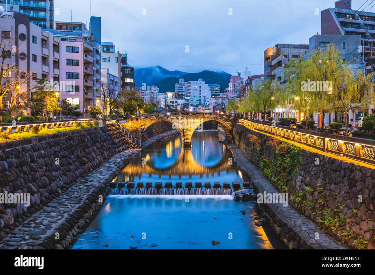 Meganebashi oder Brillles Bridge, megane Bridge, in nagasaki, kyushu, japan. Stockfoto
