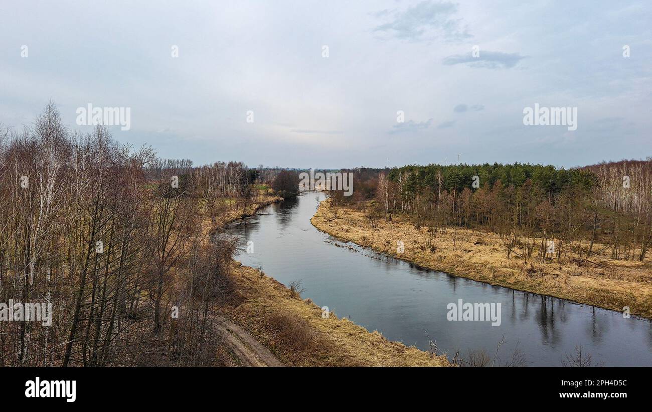 Widawka-Fluss im Frühling, Polen. Stockfoto