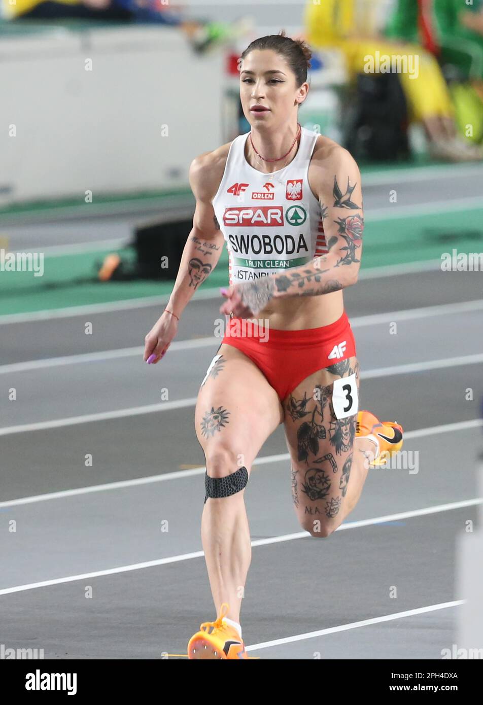 Ewa SWOBODA aus Polen 60m. Halbfinale der Frauen während der
