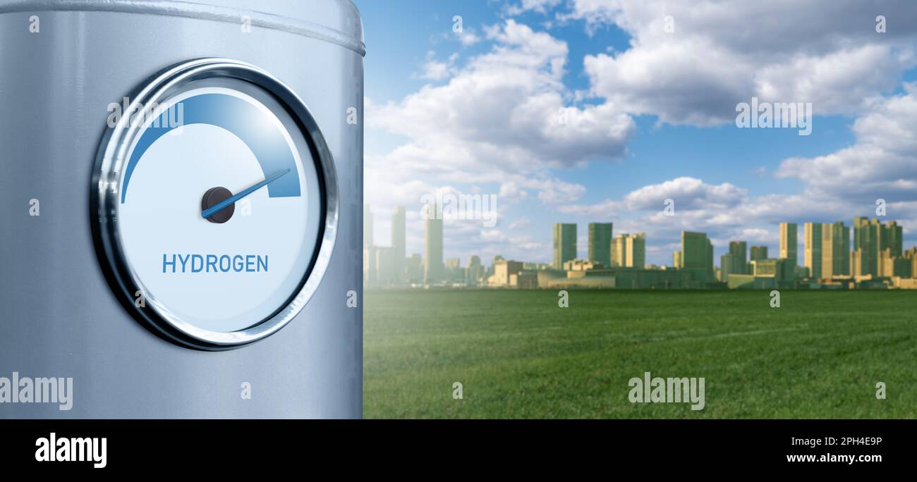 Konzept der Herstellung von grünem Wasserstoff. Hochwertiges Foto Stockfoto