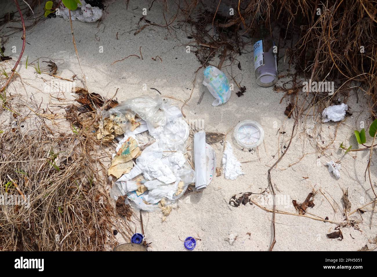 Plastikabfall, Strand, Mauritius Stockfoto