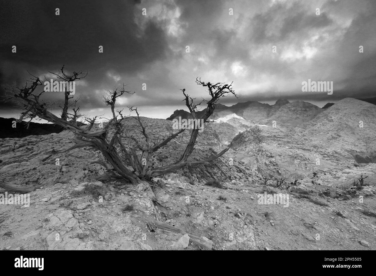 Blick über die Landschaft der Berge von Jabal Abu Mahmoud, Südjordanien, Naher Osten Stockfoto