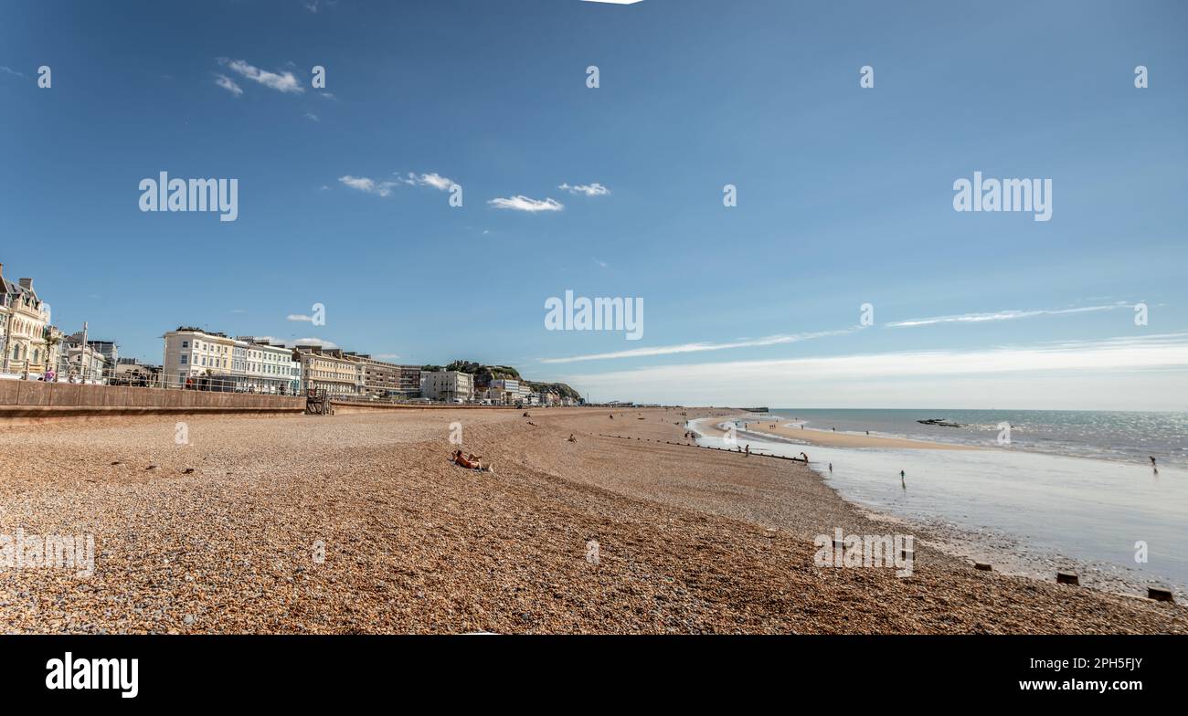 Seafront and Beach, Hastings, East Sussex, England, Großbritannien Stockfoto