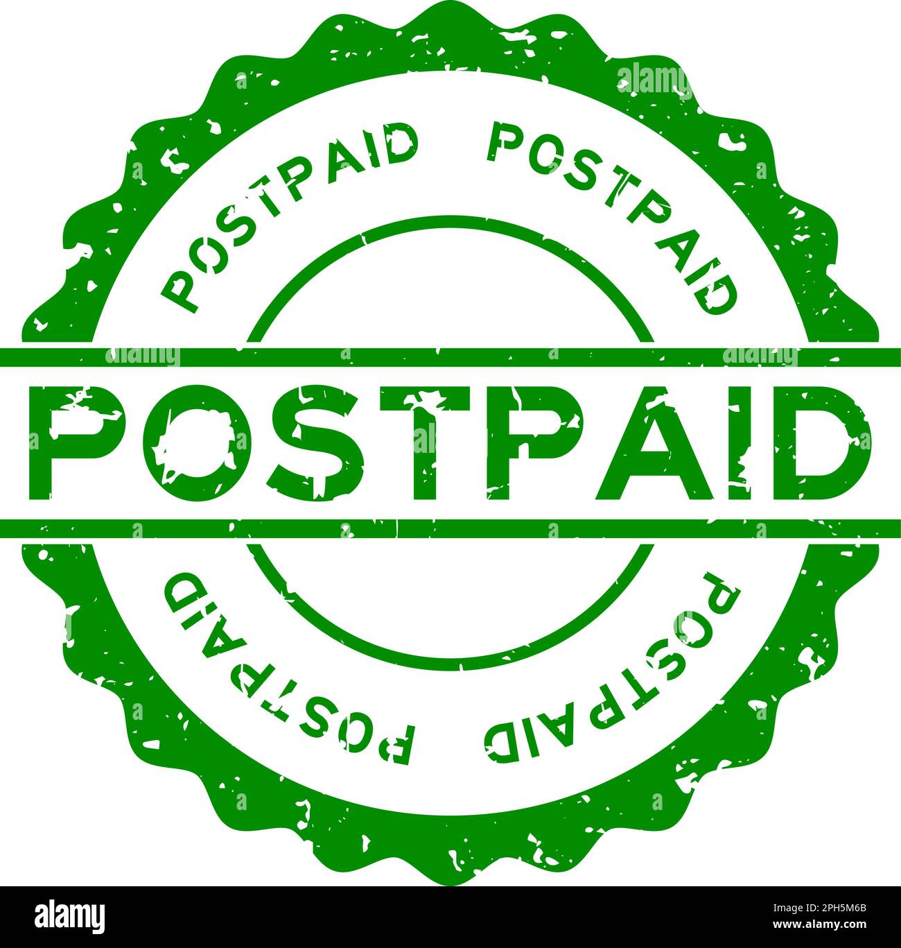 Grunge grün postpaid Wort rund Gummisiegelstempel auf weißem Hintergrund Stock Vektor