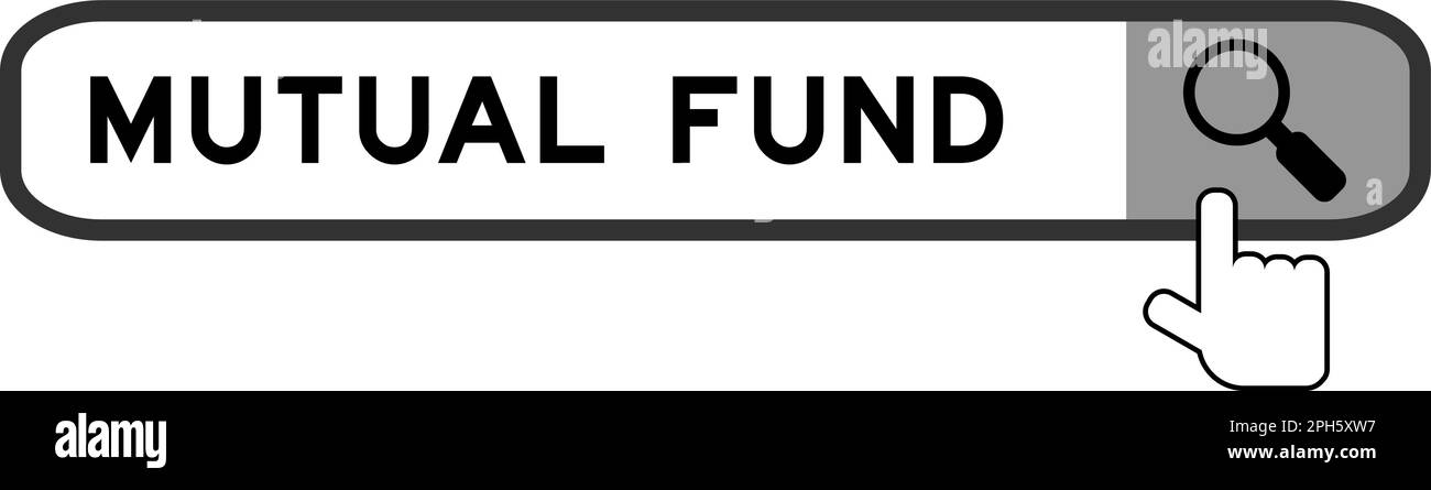 Suchbanner in Word Mutual Fund mit Lupensymbol auf weißem Hintergrund Stock Vektor