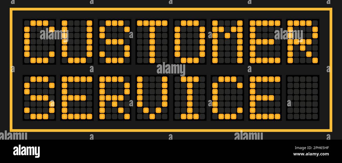 Orangefarbenes LED-Banner mit Wort „Kundendienst“ auf schwarzem Hintergrund Stock Vektor