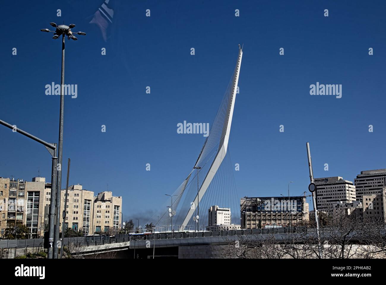 Chords Bridge, auch als Stringbrücke oder Jerusalem Light Rail Bridge bezeichnet, entworfen vom spanischen Architekten und Ingenieur Santiago Calatrava Stockfoto