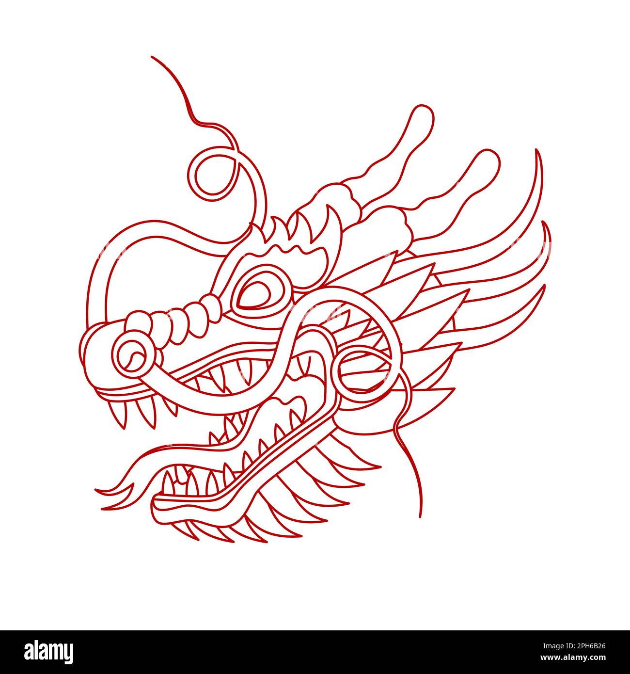 Traditioneller chinesischer Drachenkopf. 2024 Zodiac-Zeichen. Vektordarstellung. Stock Vektor