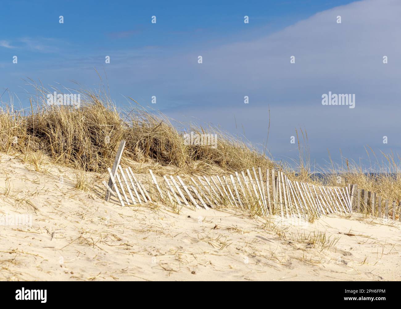 Bilder von Strandzäunungen am Amagansett Ozeanstrand Stockfoto
