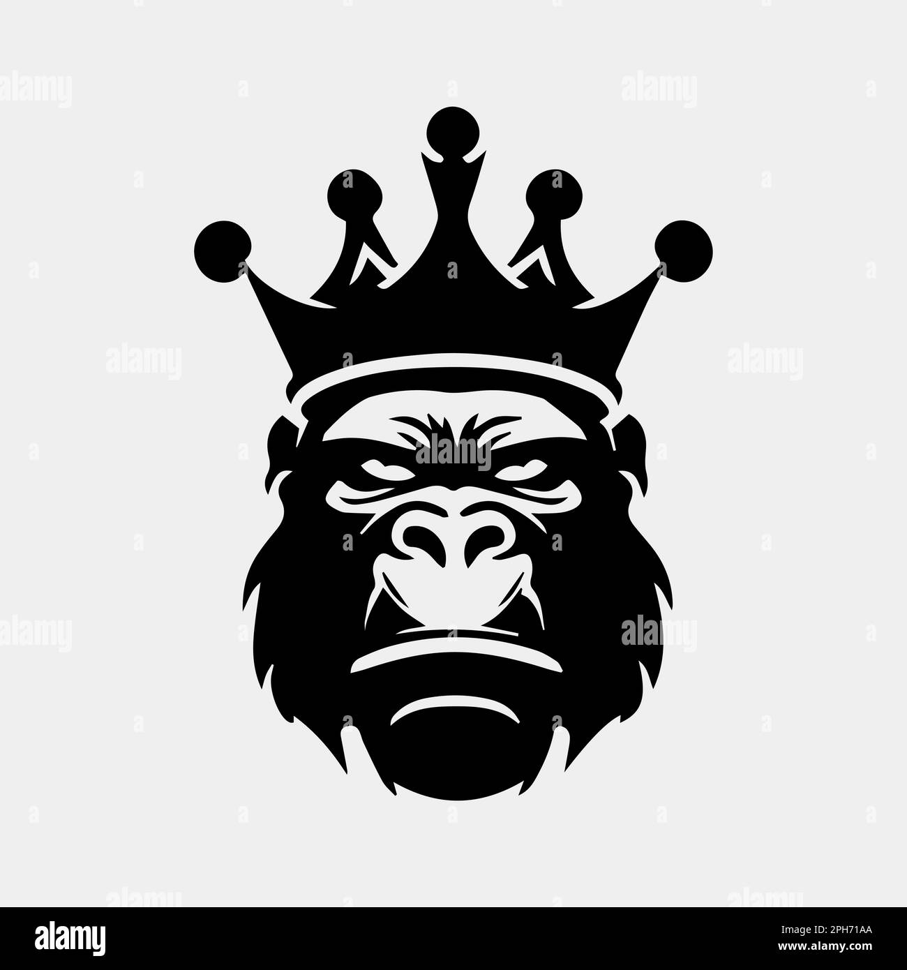 gorilla-Symbol mit Silhouettenvektor im Kronenlogo-Design Stock Vektor