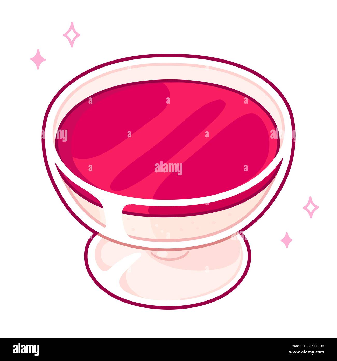 Semola con vino, chilenisches traditionelles Dessert. Grießpudding mit Rotweinreduktion. Cartoon-Vektordarstellung. Stock Vektor