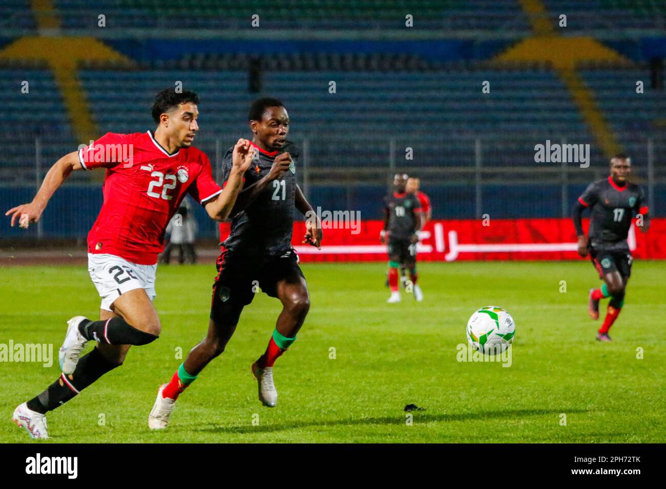 Die Qualifikation des Africa Cup of Nations 2023 zwischen Ägypten und Malawi im Cairo International Stadium, Kairo, Ägypten. Stockfoto