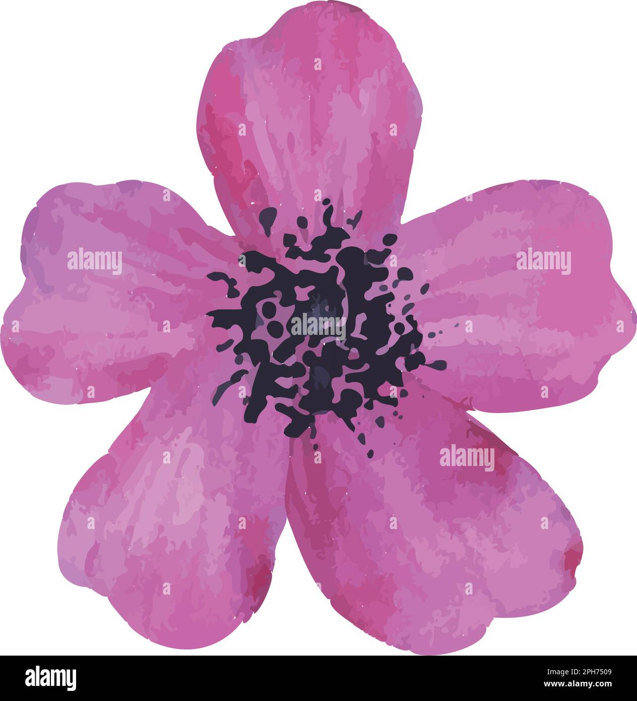 Set mit wunderschönen handgezeichneten Blumen im Retro-Stil. Stock Vektor