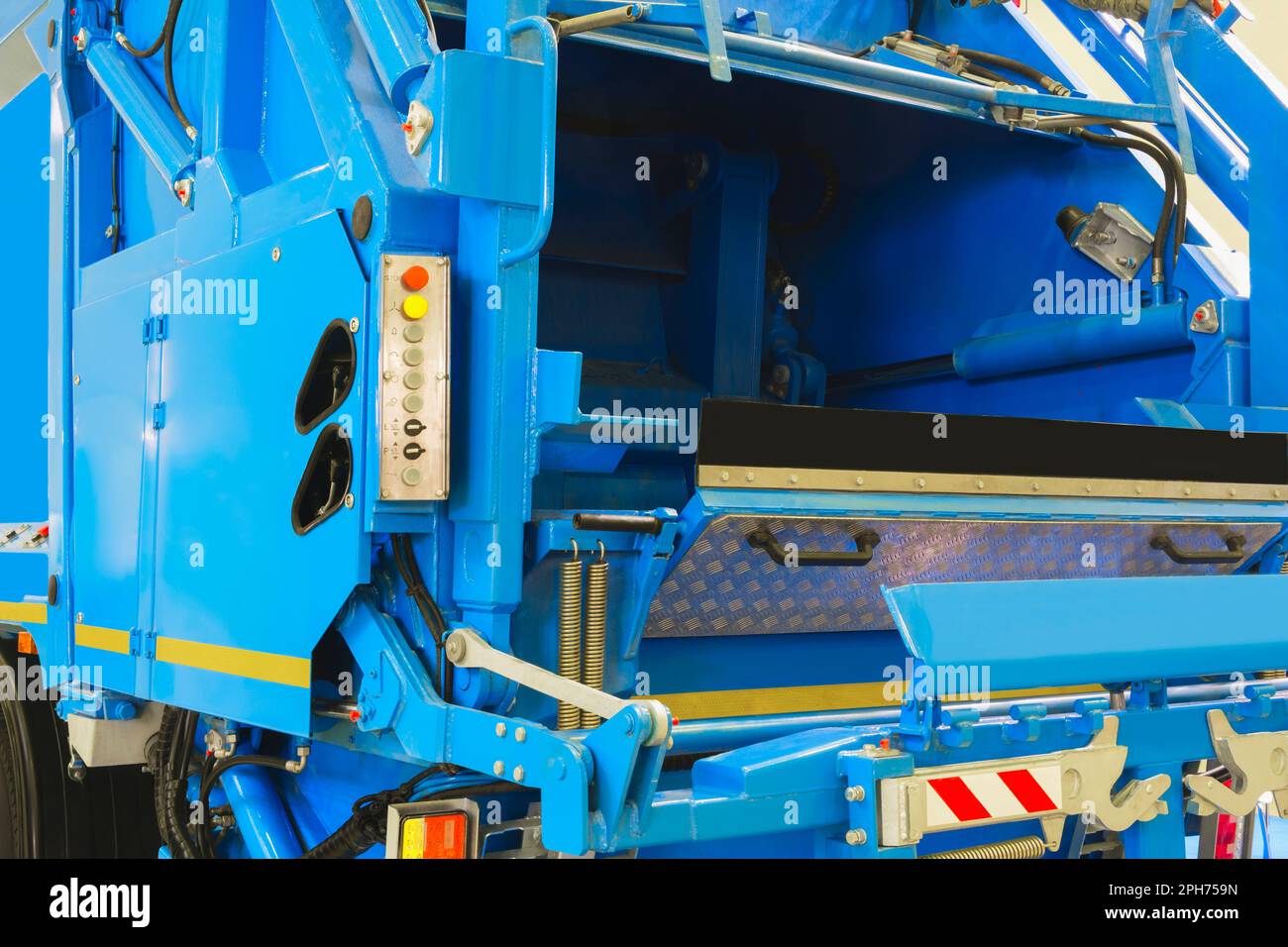 Müllwagen, Müllwagen, Hintergrund des Reinigungsökologiekonzepts Stockfoto