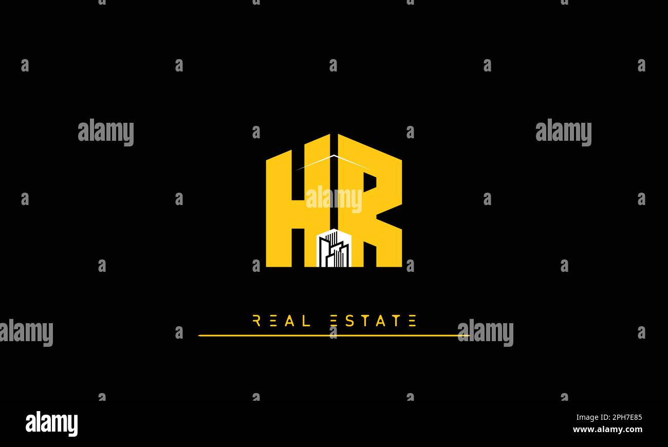Immobilienbriefe Initialen Monogramm Logo HR , RH Stock Vektor