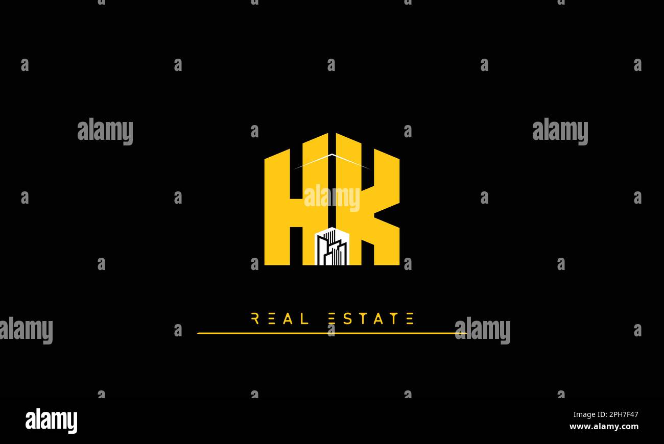 Immobilienbriefe Initialen Monogramm Logo HK , KH Stock Vektor