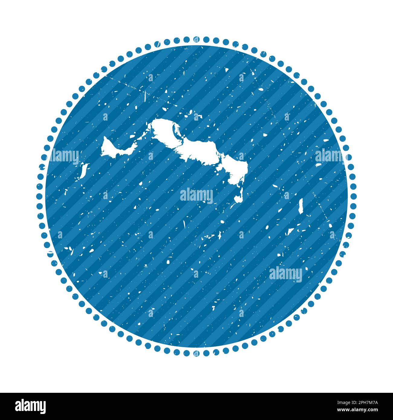 Gestreifter Retro-Reiseaufkleber für Turks- und Caicosinseln. Abzeichen mit Karte der Insel, Vektorillustration. Stock Vektor