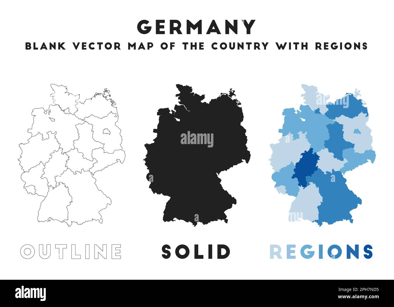 Karte Deutschland. Grenzen Deutschlands für Ihre Infografik. Vektor-Landesform. Vektorabbildung. Stock Vektor