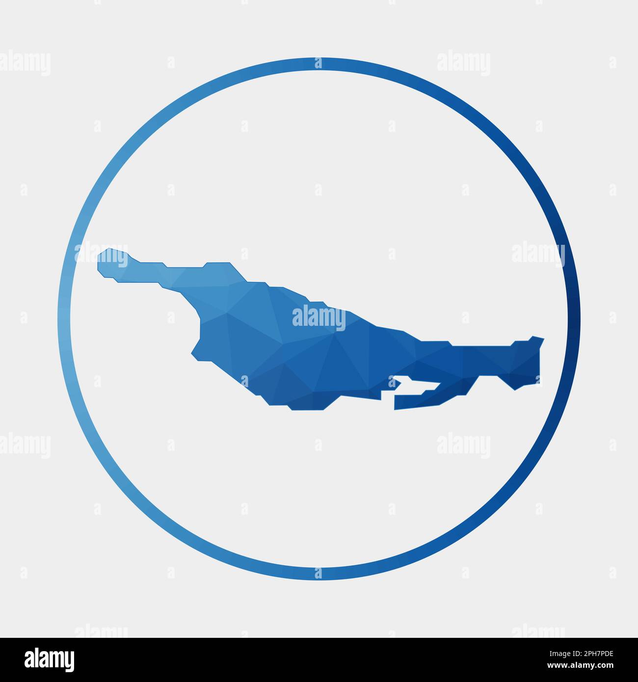 Die kleine Insel San Salvador. Polygonale Karte im Gradientenring. Rundes, flaches Poly, kleines San Salvador Island-Schild. Vektorabbildung. Stock Vektor