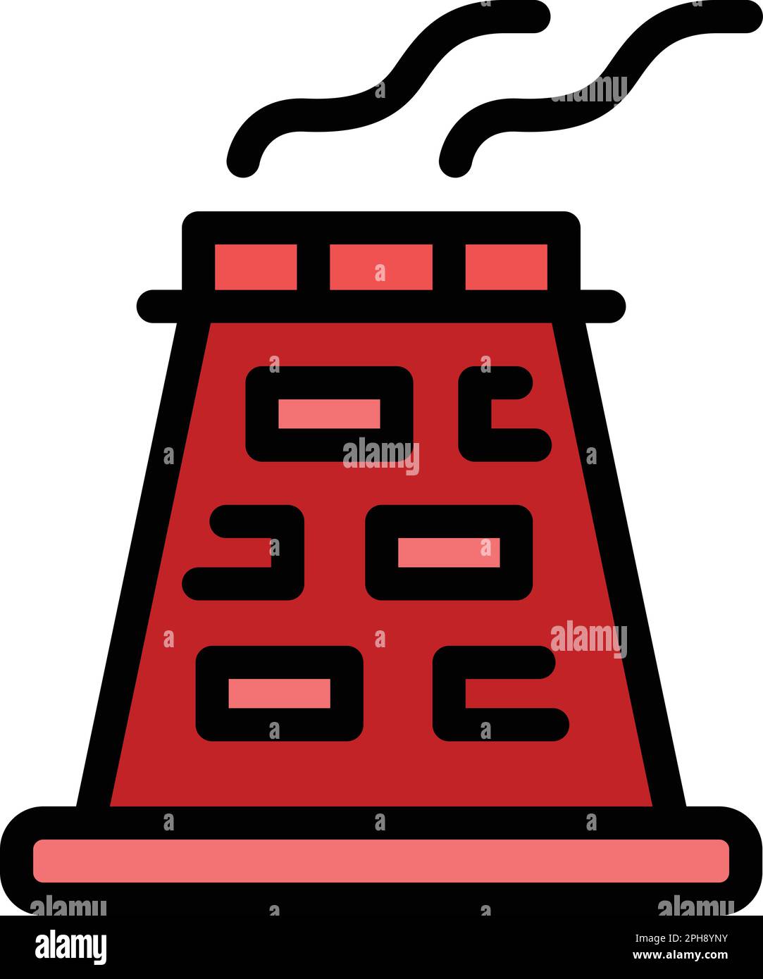 Symbol für den Kamin des Kraftwerks. Umriss des Kaminvektors des Kraftwerks für Webdesign isoliert auf weißem Hintergrund, flach Stock Vektor