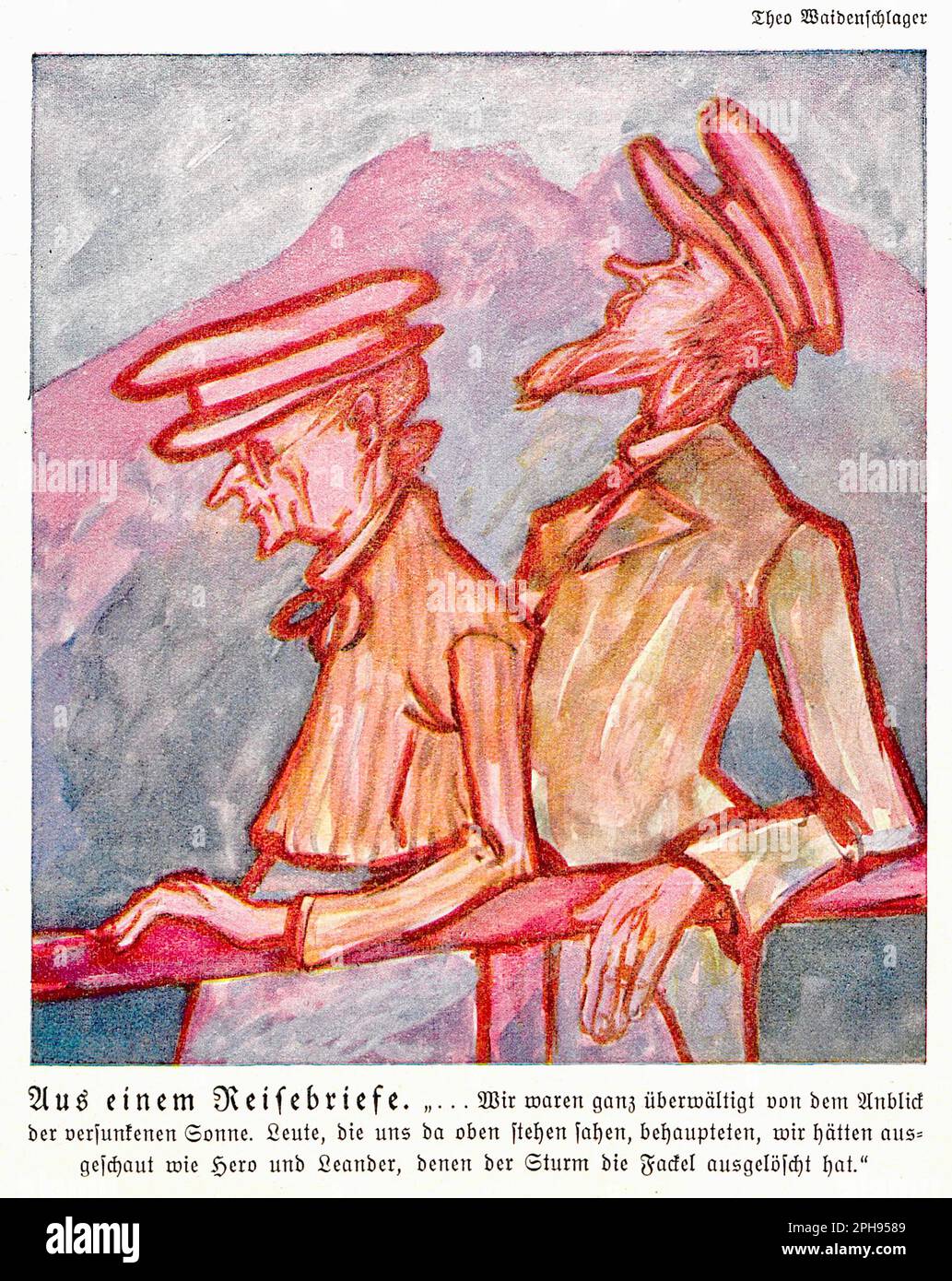 Theo Waidenschlager aus einem Reisebrief. (Aus dem Kunst- und Literaturmagazin „Jugend“, Ausgabe Nr. 20: - 1924 Stockfoto