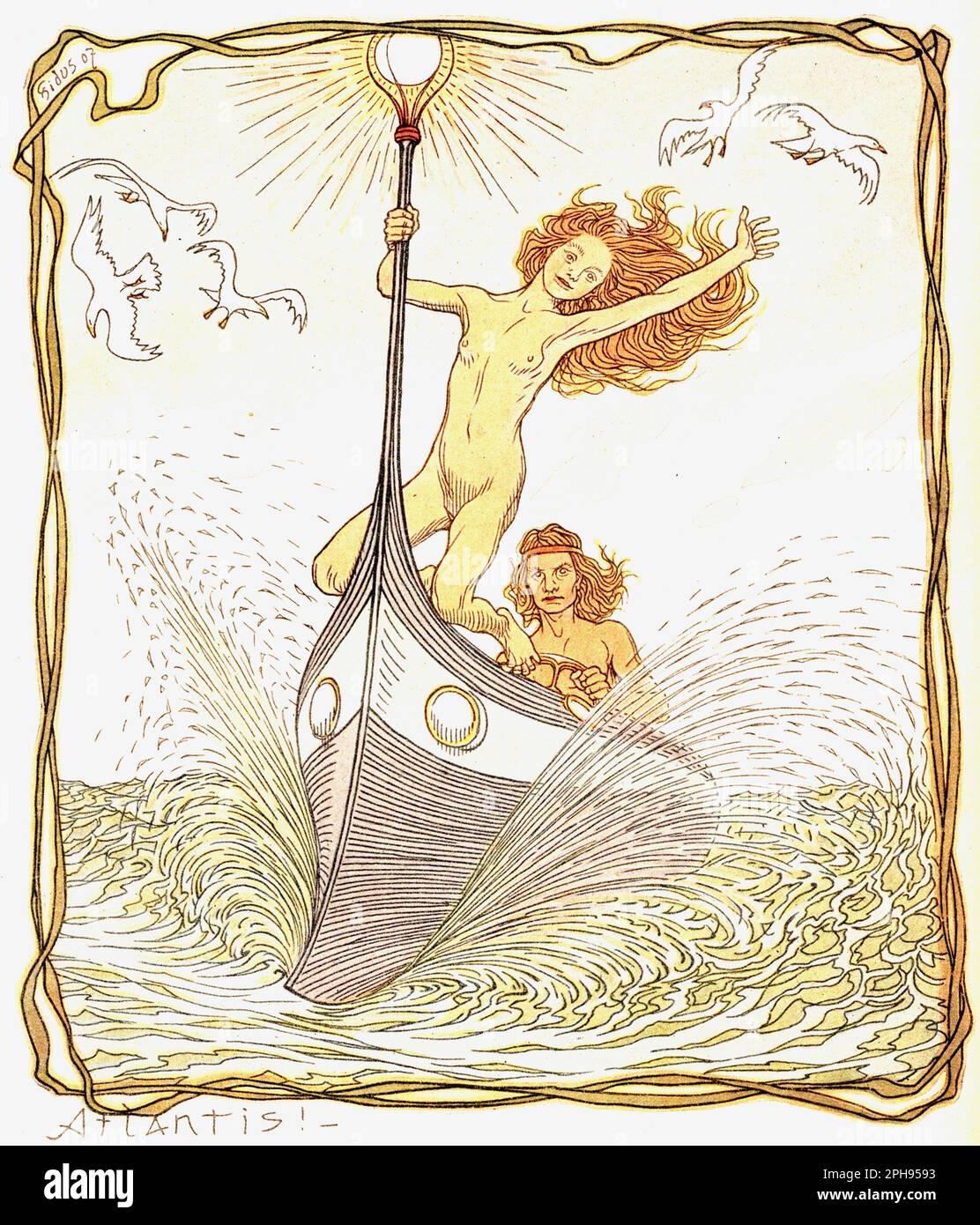 Hugo Hoppener Fidus - Atlantis - 1907 - Kunstwerke des Deutschen Kunstmagazins Jugend Stockfoto