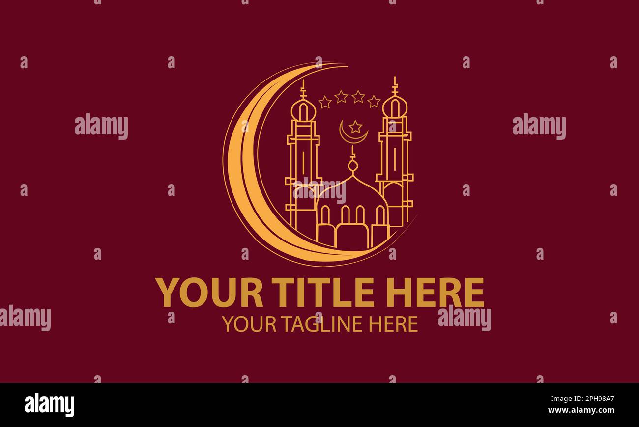 Islamische Moschee Logo-Design und Illustration für Ramadan und Eid Mubarak Stock Vektor