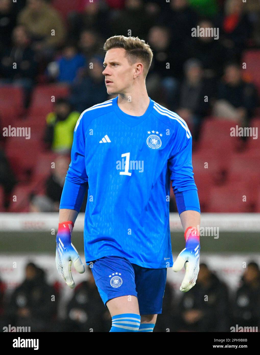 MEWA-Arena Mainz 25,4.2023, Fußball: Internationales Freundschaftsspiel Deutschland (GER) (weiß) vs. PERU (PER) (rot) - Andre Ter Stegen (GER) Stockfoto