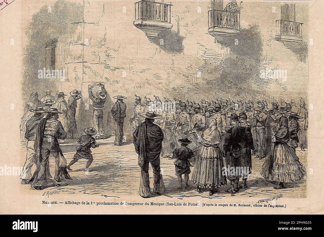 affichage de la 1ère Proklamation de l'Empereur du Mexique à Mexiko Stockfoto
