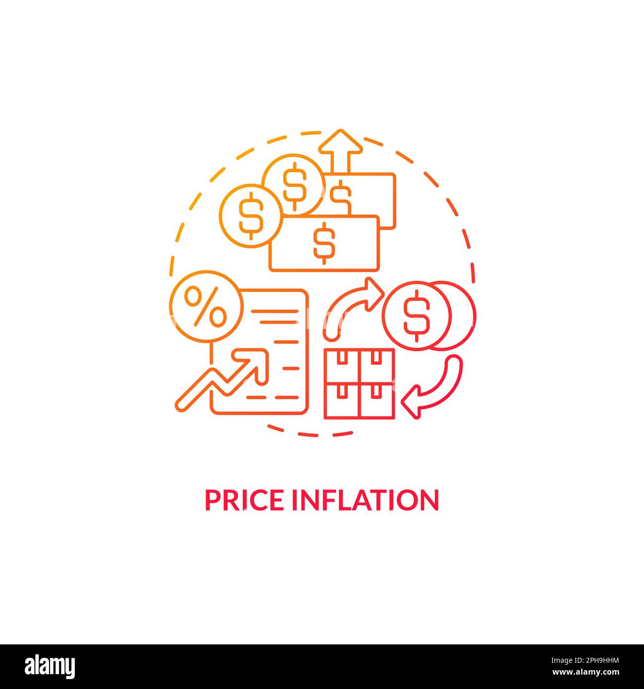 Symbol für rotes Konzept für Preisinflationsgradienten Stock Vektor