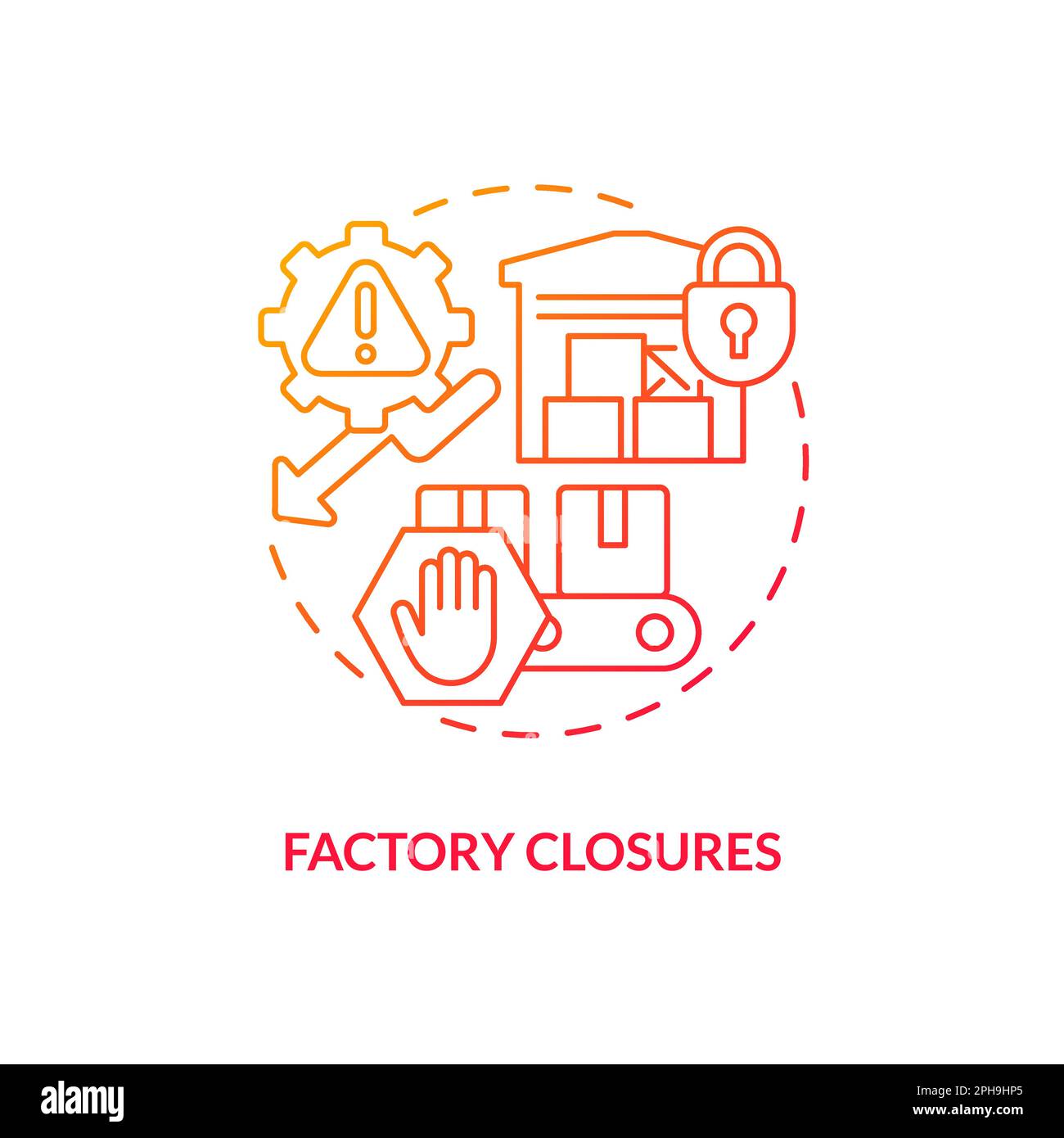 Werksschließungen rotes Gradientensymbol Stock Vektor
