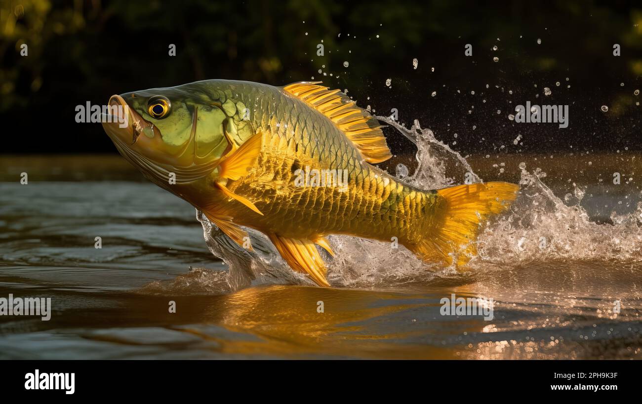 Der schwer fassbare Golden Dorado: Ein Meister der Flüsse Stockfoto