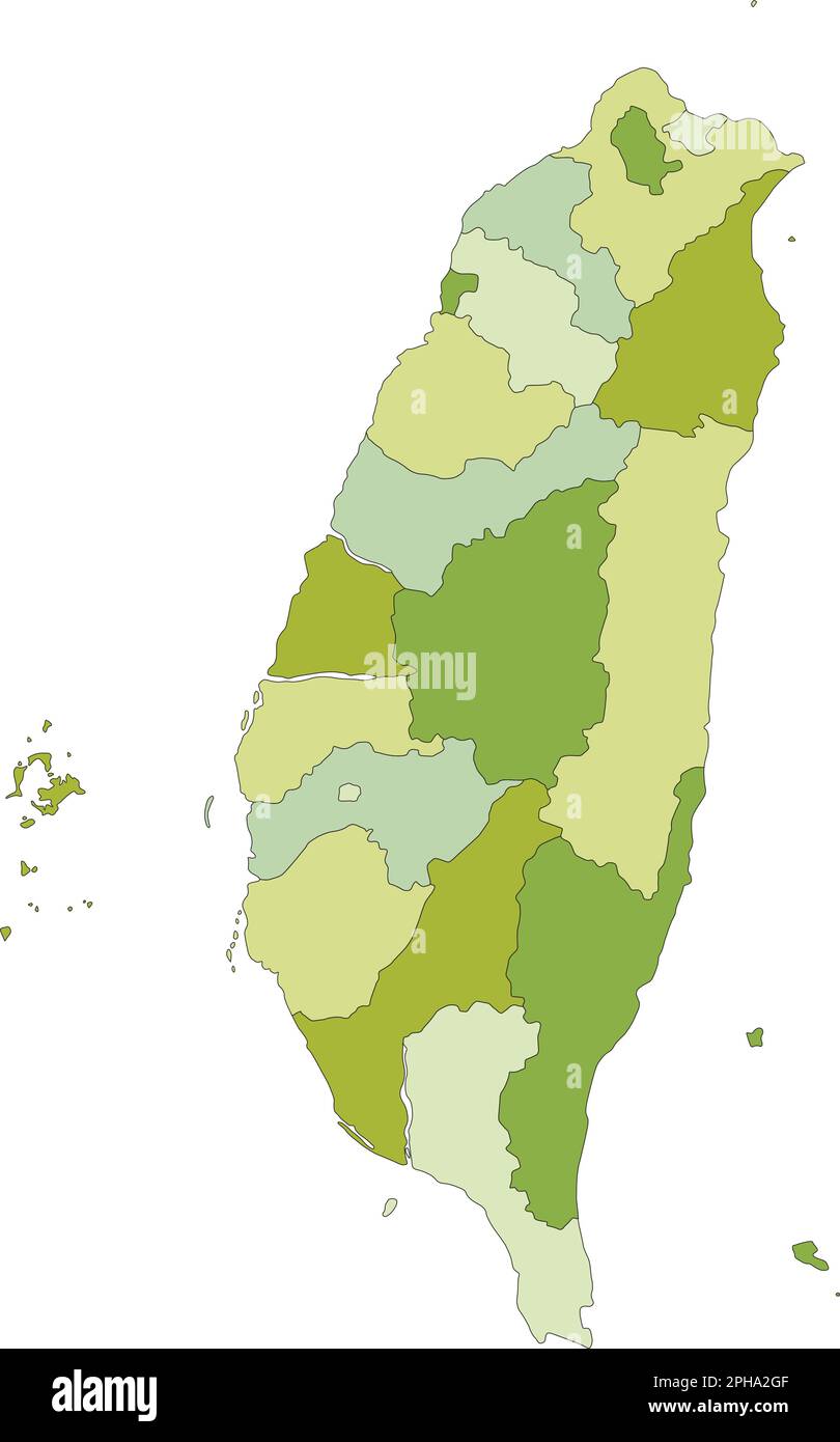 Sehr detaillierte, bearbeitbare politische Karte mit getrennten Schichten. Taiwan. Stock Vektor
