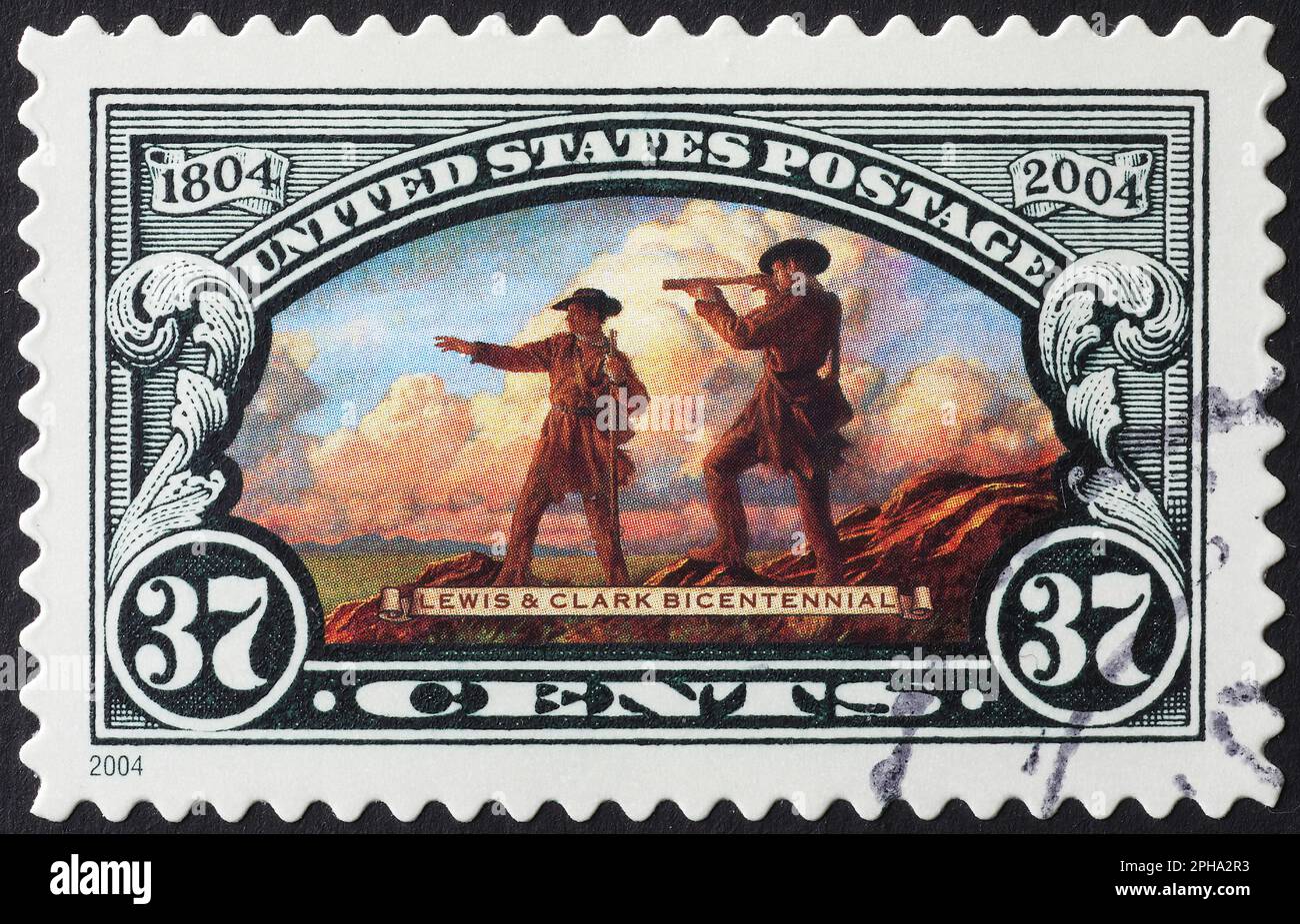 Die zweihundertjährige Expedition von Lewis und Clark wird auf Stempel gefeiert Stockfoto