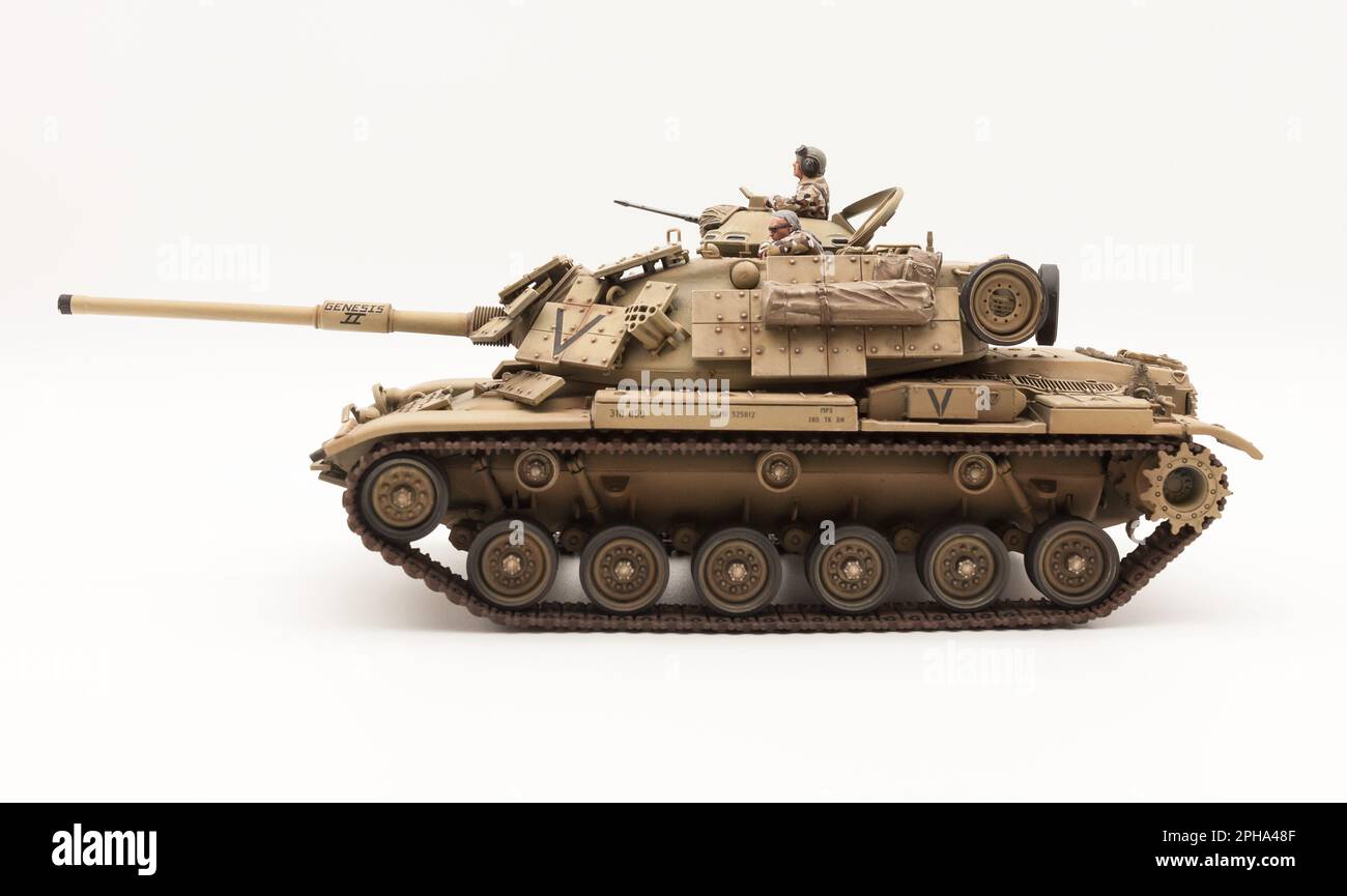 Operation Desert Storm USMC M60A1 Hauptschlachttank Patton mit reaktiver Rüstung, 1 35 Tamiyta Scale Modell Stockfoto