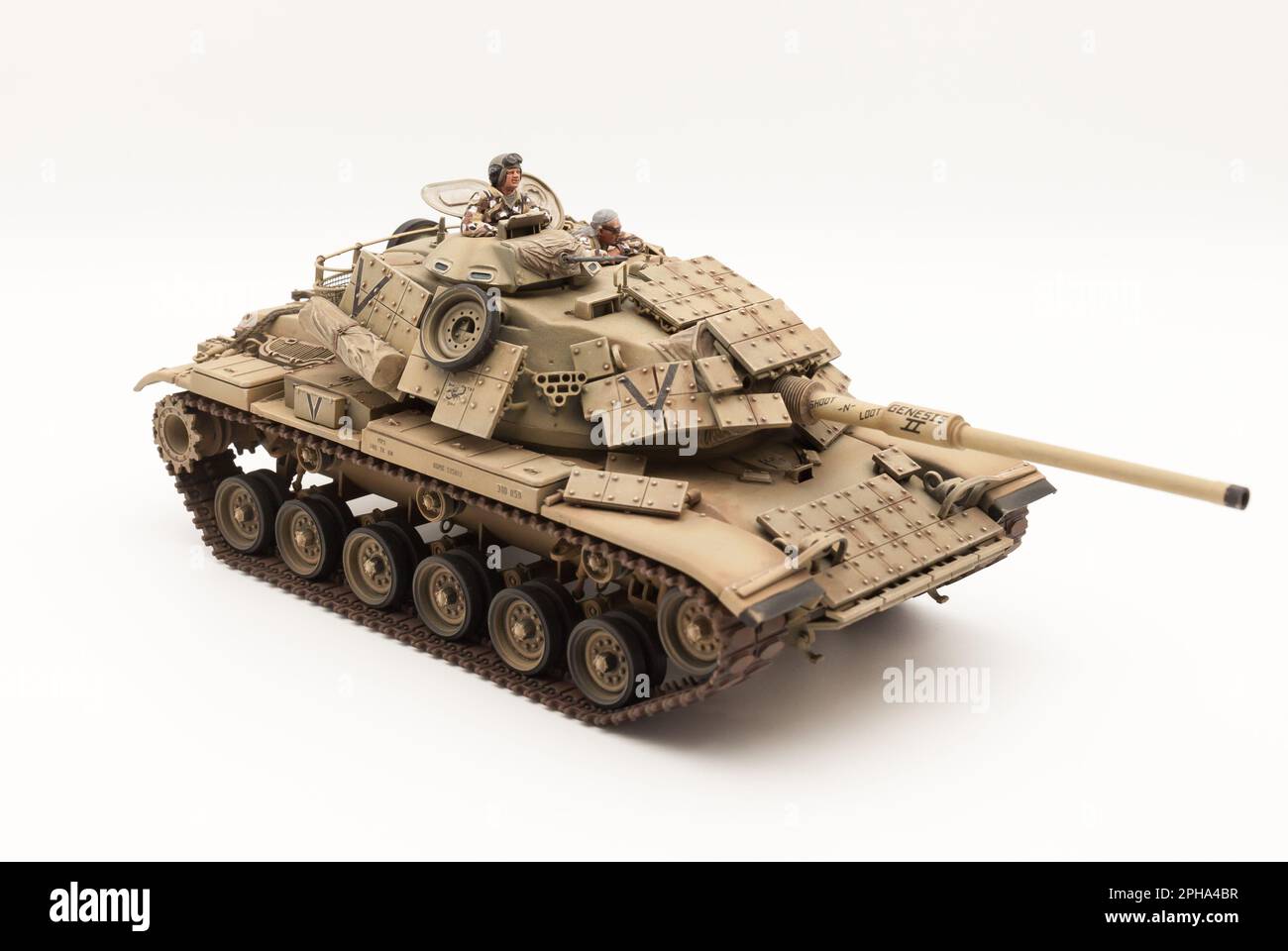 Operation Desert Storm USMC M60A1 Hauptschlachttank Patton mit reaktiver Rüstung, 1 35 Tamiyta Scale Modell Stockfoto