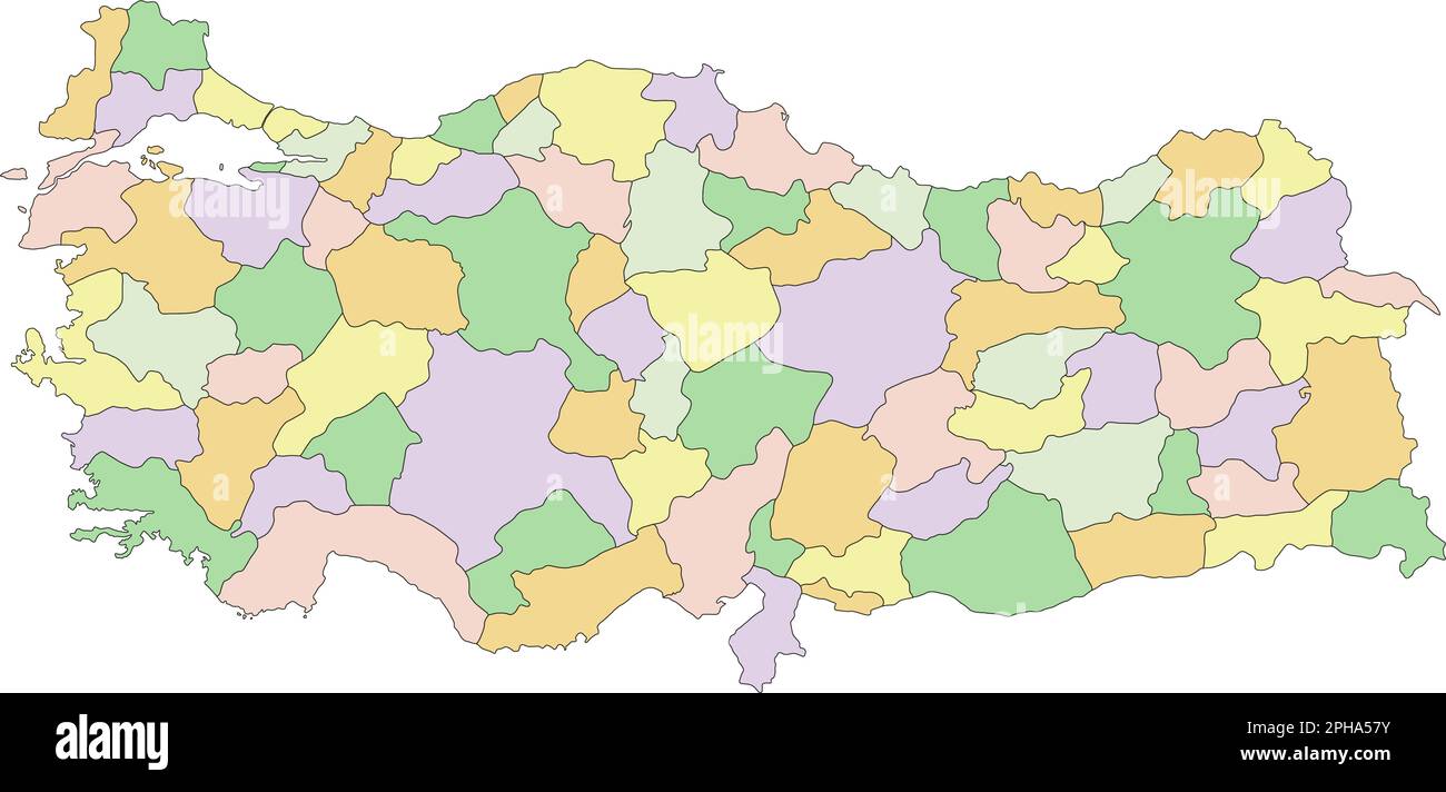 Türkei - sehr detaillierte, bearbeitbare politische Karte. Stock Vektor