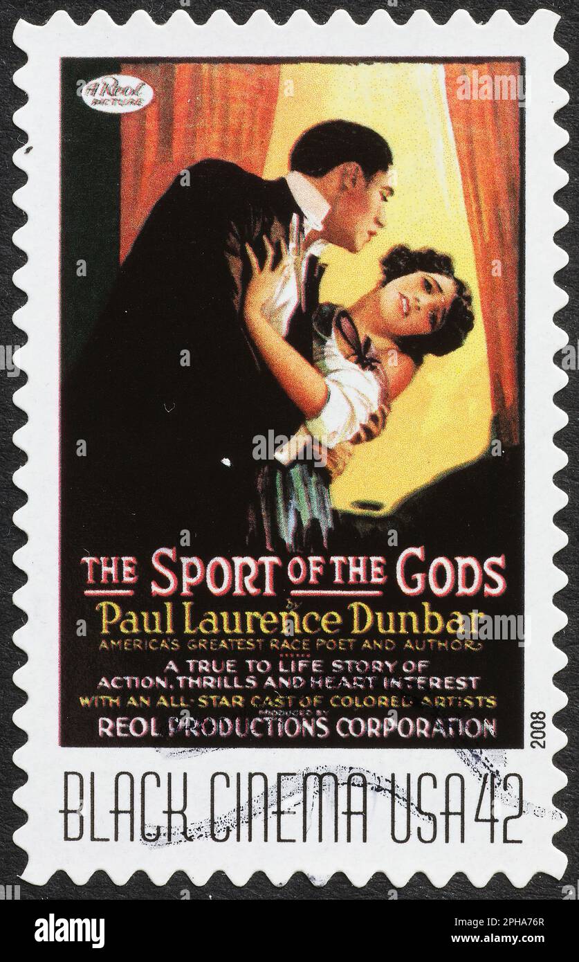 Poster eines Films von Paul Laurence Dunbar auf Briefmarken Stockfoto