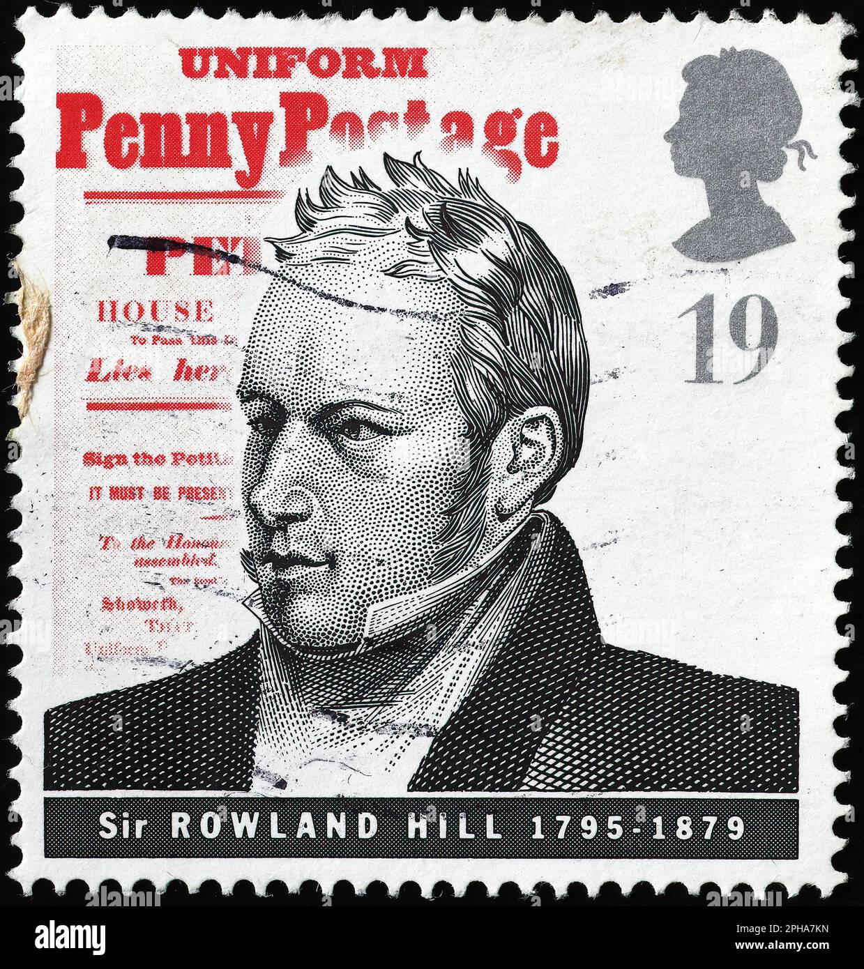 Rowland Hill feierte mit britischer Briefmarke Stockfoto
