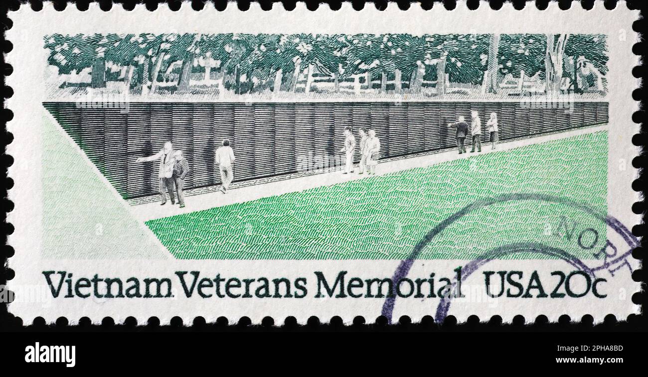 Vietnam Veterans Memorial auf amerikanischer Briefmarke Stockfoto