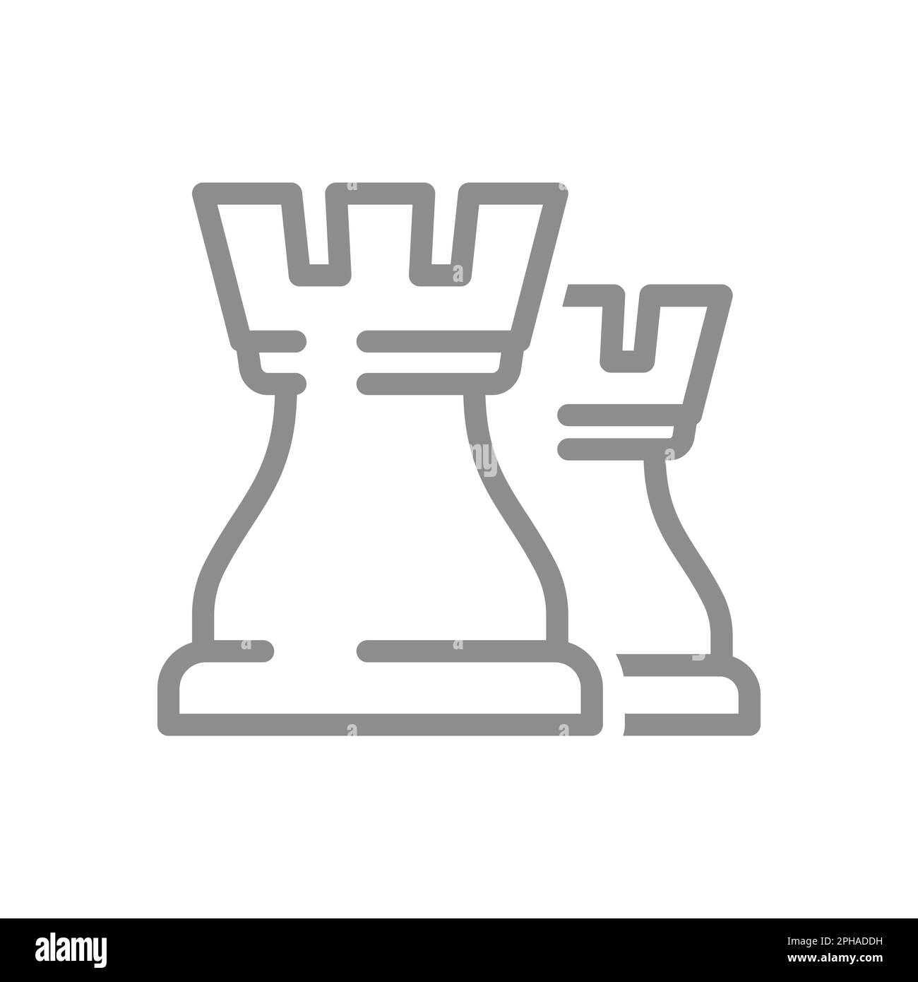Schachkönigssymbol. Verteidigung, Schutz, sicheres Konzeptliniensymbol. Stock Vektor