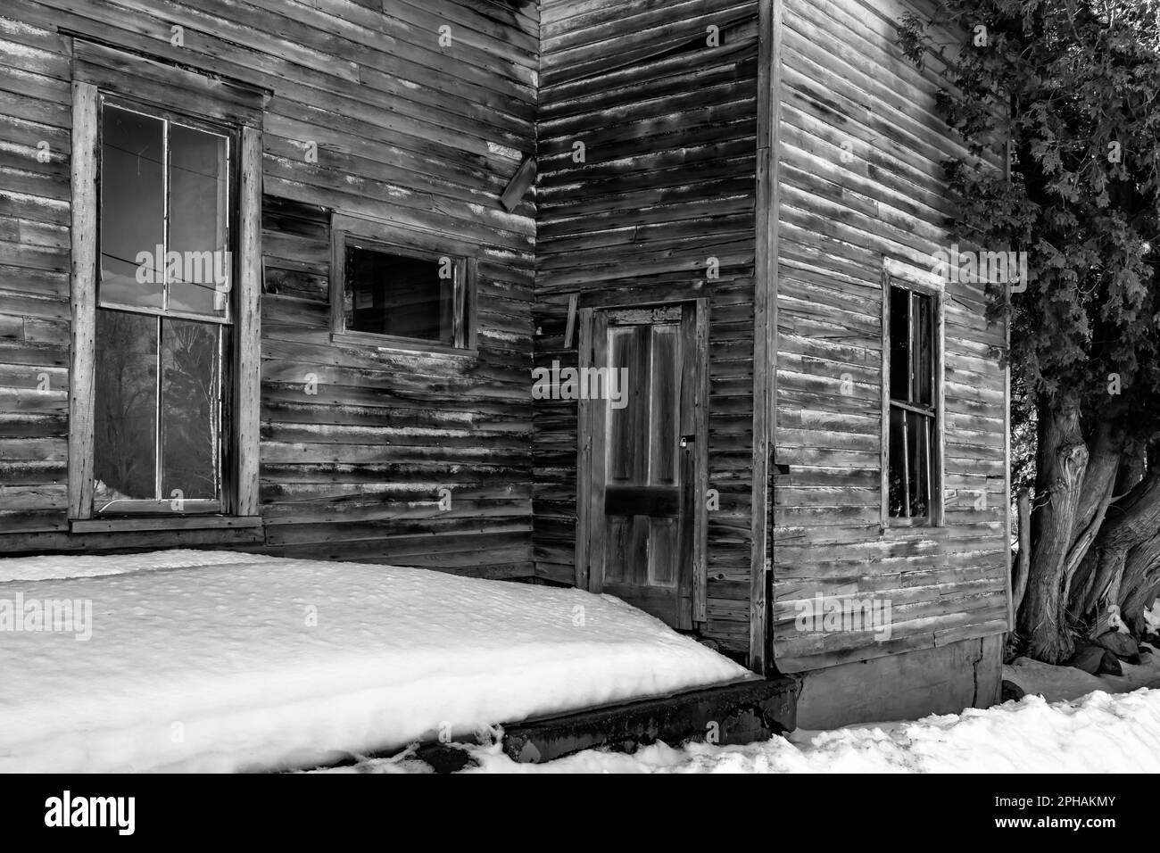 Altes Geisterstadt-Gebäude im Dorf Michigamme auf der Oberen Halbinsel, Michigan, USA [Keine Freigabe von Eigentum; nur redaktionelle Lizenzierung] Stockfoto