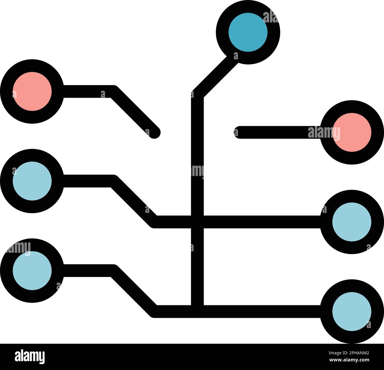 Symbol für Wirtschaftlichkeit mit Blockchain. Kontur Blockchain Economy Vektorsymbol für Webdesign isoliert auf weißem Hintergrund flach Stock Vektor