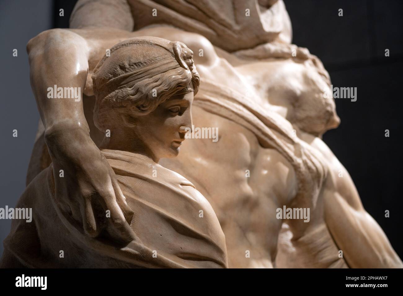 Michelangelos unvollendetes Bandini Pietá wird im Museum Opera del Duomo in Florenz ausgestellt. In seine 70s geschnitzt. Stockfoto