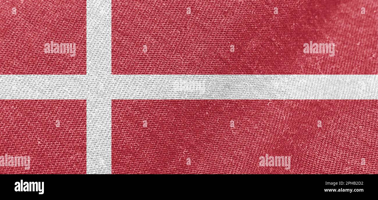 Dänische Flagge Baumwollmaterial Breite Flagge Tapete Stockfoto