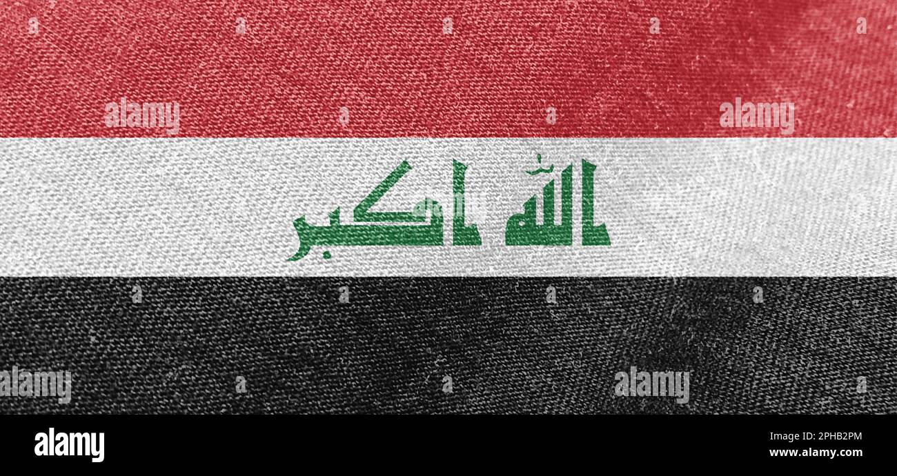 Stoff aus Baumwolle mit irakischer Flagge Tapete mit breiter Flagge Stockfoto