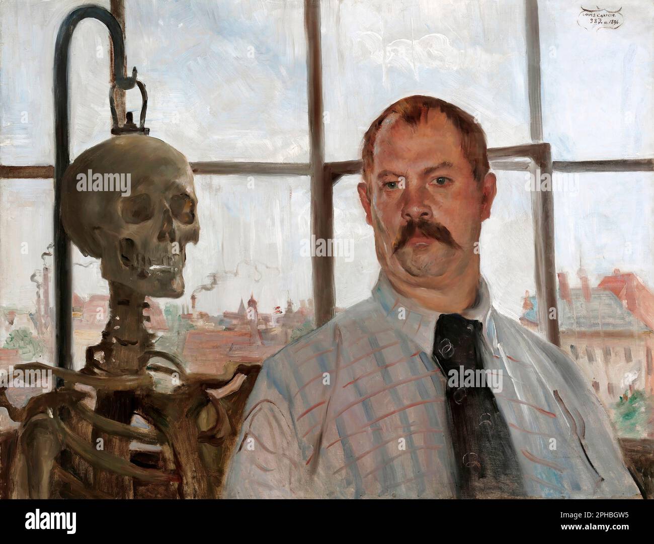 Selbstportrait mit Skeleton von Lovis Corinth (1858-1925), Öl auf Leinwand, 1896 Stockfoto