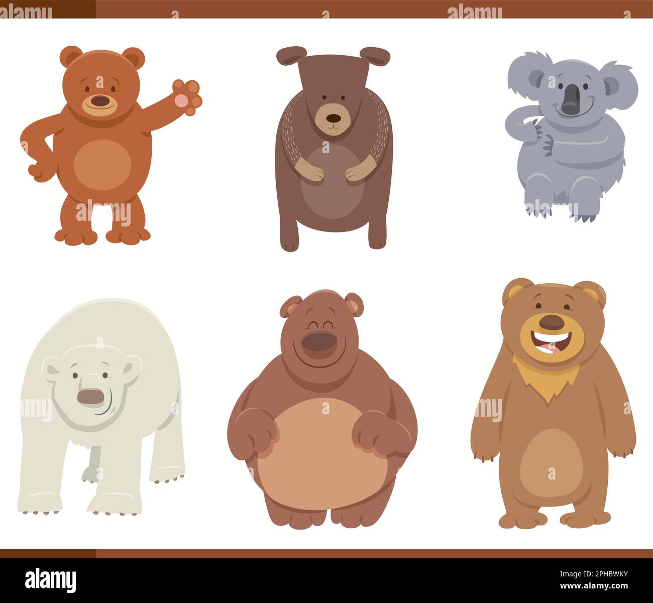 Zeichentrickfilm mit lustigen Bären wilde Tiere Comic-Charaktere Stock Vektor