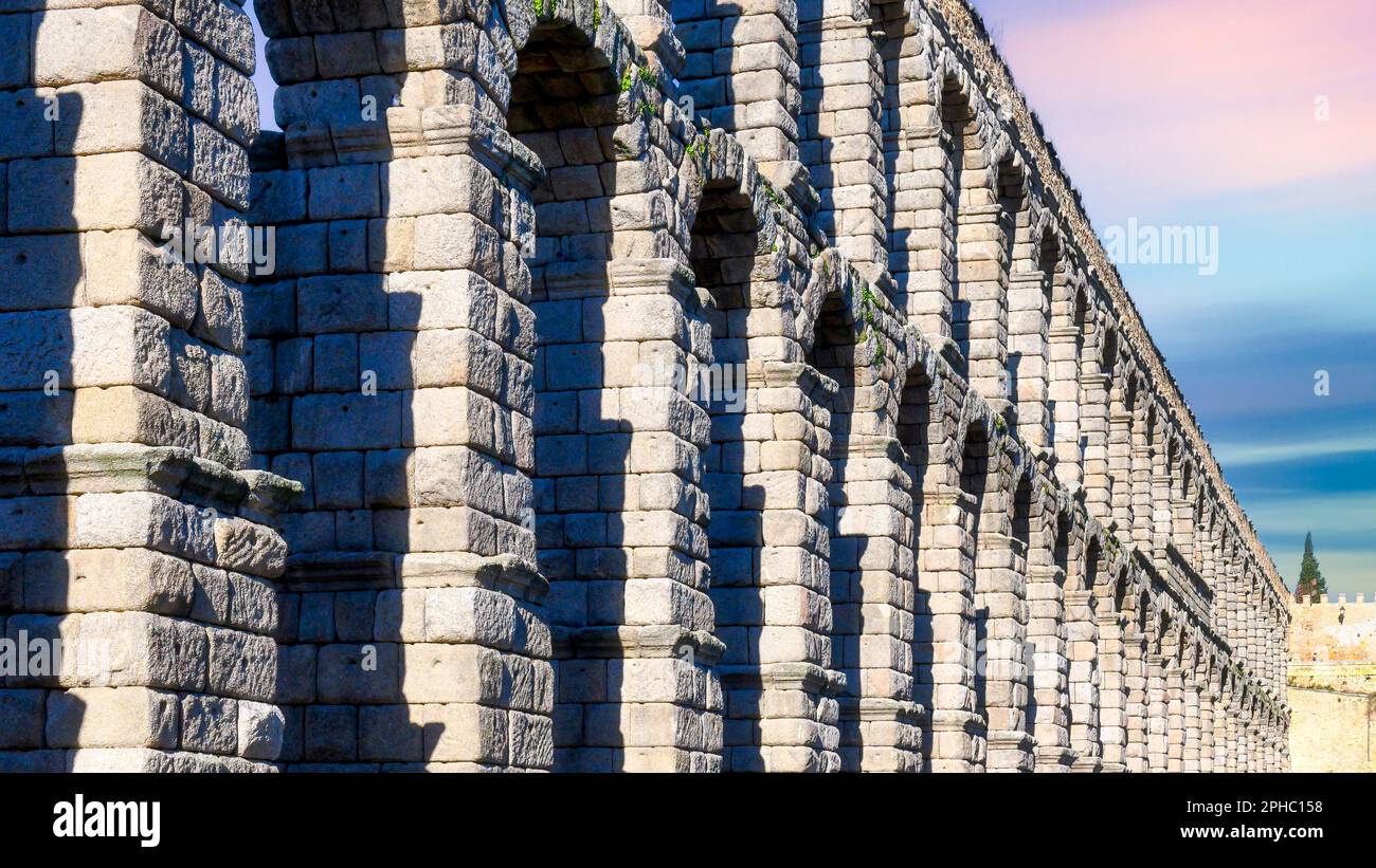 Segovia Roman Aquädukt, Spanien Stockfoto